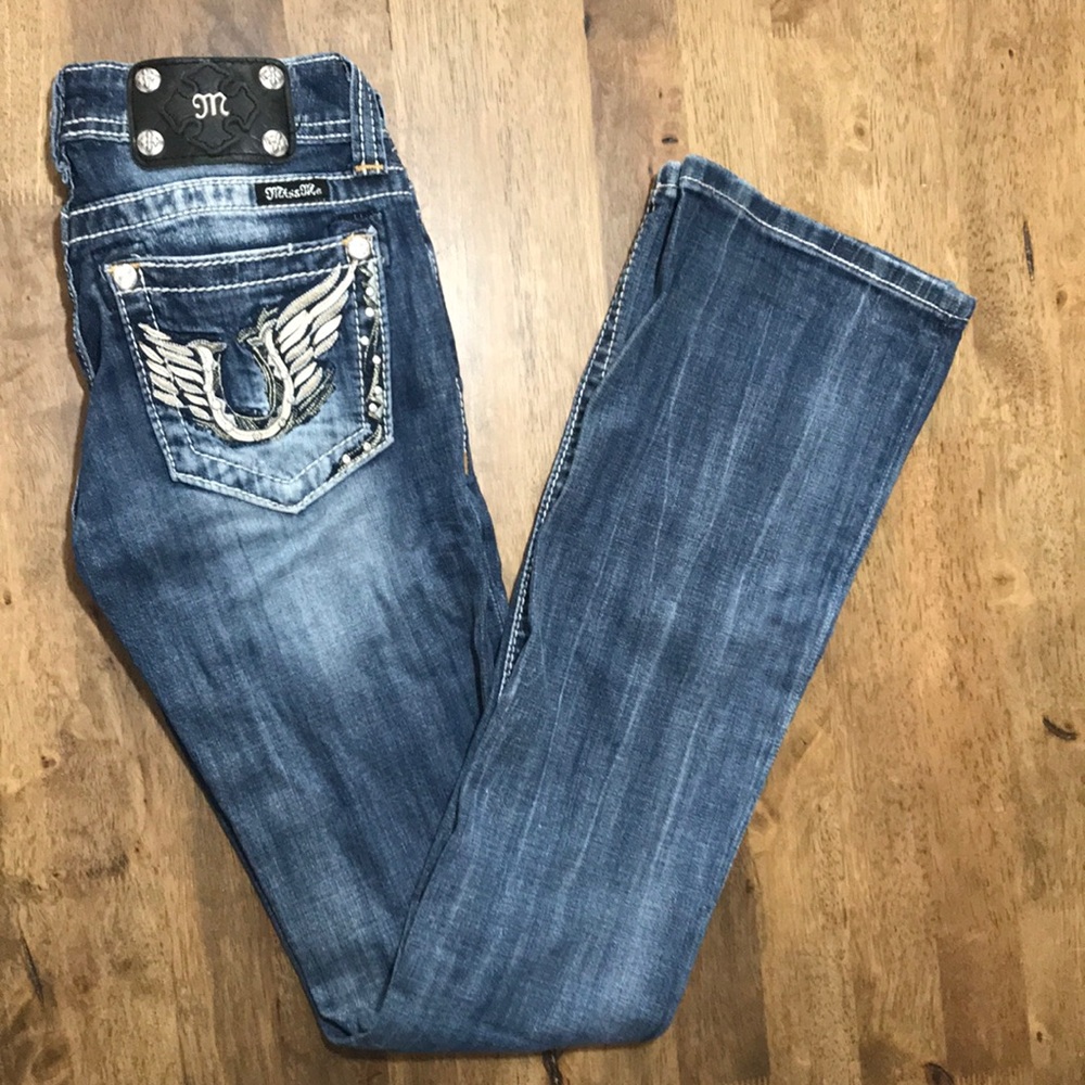 Faded dark wash jeans